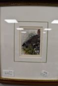 A pair of watercolours, Gail Lodge, cottagers, signed and dated 1988, 9 x 6cm, plus frame and