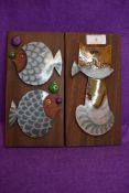 Two mid century design ceramic wall tiles by Hornsea Pottery in a John Clappison design depicting