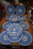 A selection of display plates by Wedgwood in the Jasperware design mostly for Christmass