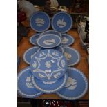 A selection of display plates by Wedgwood in the Jasperware design mostly for Christmass