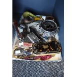 A selection of items including HM silver marked pipe, Chinese vase stand and turtle shell purse etc