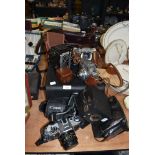 A selection of cameras and photography equipment including Canon AE-1 and Chinon CE-4