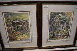 A pair of Ltd Ed prints, after Judy Boyes, Old Water Trough, num 491/850, and Down the Garden, num