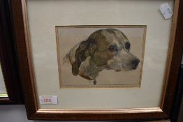 A print, Head of pointer, 11 x 15cm, plus frame and glazed