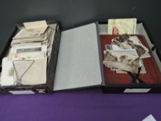 Two box files of vintage Postcards and Greeting Cards