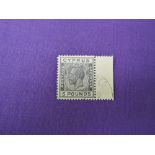 A George V 1924-1928 Cyprus mounted used £5 Black/Yellow (1928) Stamp, known forgeries in