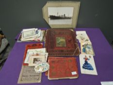 A collection of vintage Greeting Cards, Calendars, Album of Scraps, 3 Almanacs 1900, 1901 & 1915,