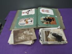 A collection of Vintage Postcards, loose and in album, Topographical, Tucks WW1 Oilettes, People