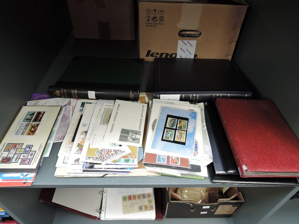 A shelf of GB and World Stamps and Covers, mint and used, in albums and loose