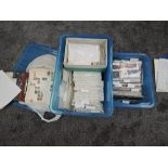 A collection in 2 boxes of GB Presentation Packs 1980's to 2000, FDC mainly 1970's and 1980's Bureau