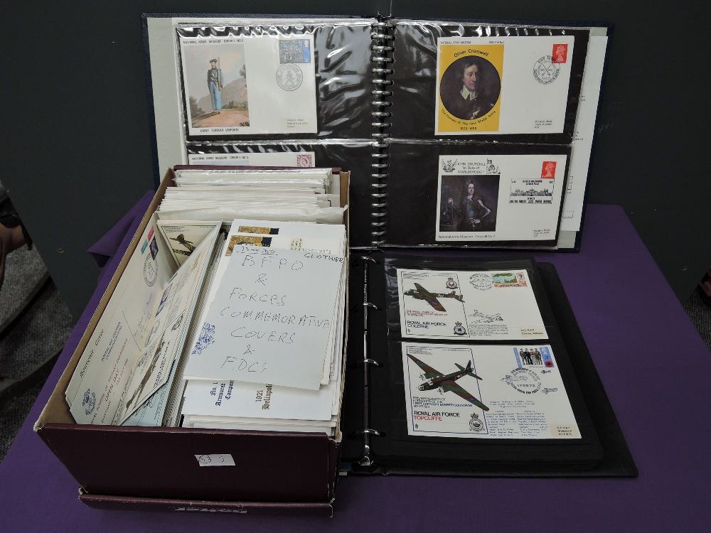 A box and two albums of commemorative Covers and First Day Covers including box of BFPO and