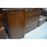 A 19th Century mahogany wardrobe drawer and side section only, and bed parts