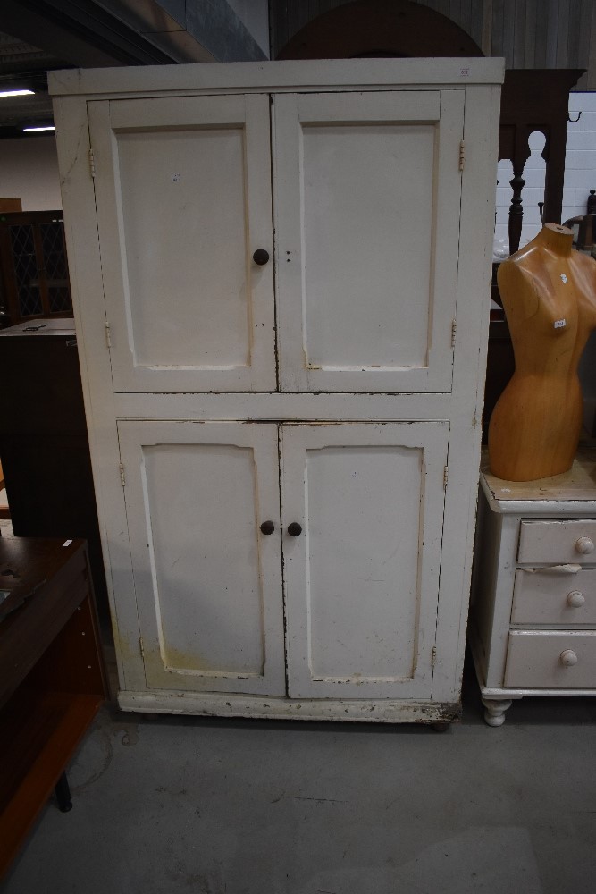 A 19th Century painted pine pantry or linen cupboard, approx width 110cm height 195cm