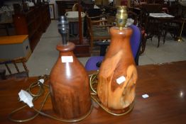 Two turned wood table lamps