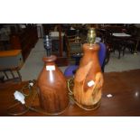 Two turned wood table lamps