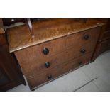 A Victorian scumbled pine bedroom chest of two over two drawers, width approx. 112cm