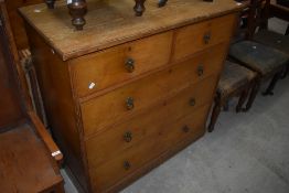 A 19th Century Victorian ash chest of two over three drawers, belived to be Gillows, with drawer