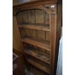 A rustic pine book shelf, approx height 173cm width 88cm