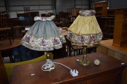 Two (not a pair) of vintage brass table lamps