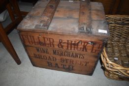 A vintage wine crate , named for Fuller and Hick Ltd, Bath
