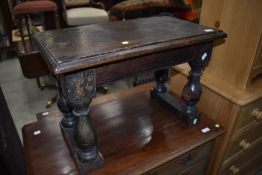 A period oak stool or side table, in the style of a coffin stool but possibly been part of a