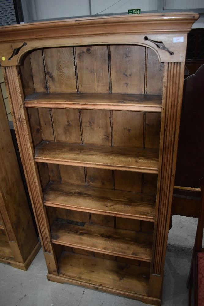 A pair of rustic pine bookshelves , approx width 90cm height 172cm