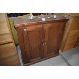 A 19th Century red stained pine shallow cabinet, having shelved interior, approx dimensions W100 D39