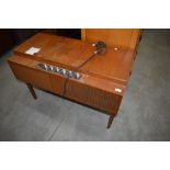 A vintage teak case HMV radiogram