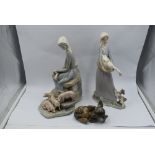Two Lladro study, Young Women with Piglets 4572 and Girl with Goose and Puppy (af) and a Royal