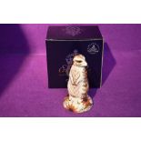 A Royal Crown Derby Paperweight, Meerkat, with original gold stopper and boxed
