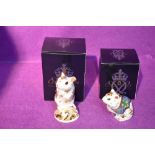 Two Royal Crown Derby Paperweights, Hamster and Gerbil, both with original gold stoppers and boxed