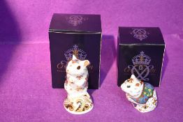 Two Royal Crown Derby Paperweights, Hamster and Gerbil, both with original gold stoppers and boxed