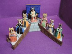 Seven Royal Doulton Bunnykins figures, The Tudor Collection, Henry VIII and his six wives on