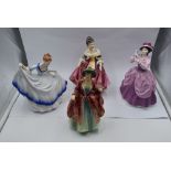 Four Royal Doulton figurines, Margaret HN1989, Southern Belle HN2229, Pamela HN3223 with signature