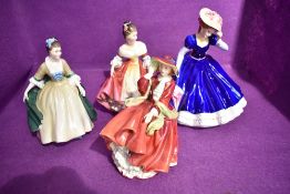 Four Royal Doulton figures, Elegance HN2264, Southern Belle HN2229, Top O The Hill HN1834 and Figure