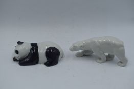 Two Royal Copenhagen studies, Panda 665 and Polar Bear 459