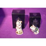 Two Royal Crown Derby Paperweights, Hamster and Gerbil, both with original gold stoppers and boxed