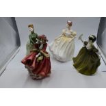 Four Royal Doulton figurines, Grace HN2318, Natalie HN3173, Simone HN2378 and Top O The Hill HN1834