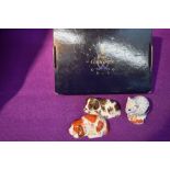 Three Royal Crown Derby Paperweights,Collector's Guild Derby Doormouse, Puppy and Scruff, all with