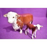 Two Beswick figure studies, Hereford Bull 1363A 1st version, and Hereford Calf 1249E