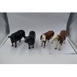 Four modern ceramic Border Fine Arts Studies, Hereford Bull, Hereford Cow, Aberdeen Angus Bull and