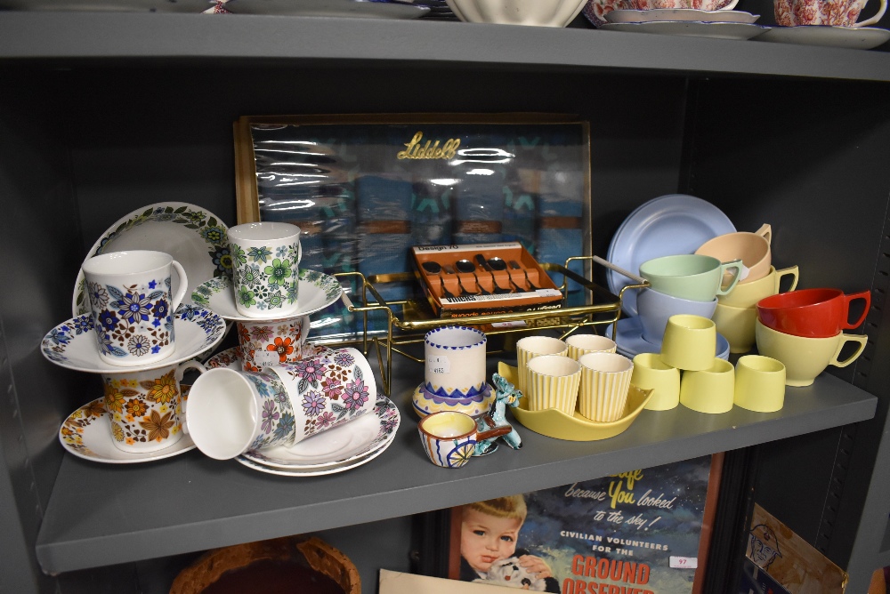 A selection of mid century design table wares including Elizabethan Carnaby and Hornsea pottery