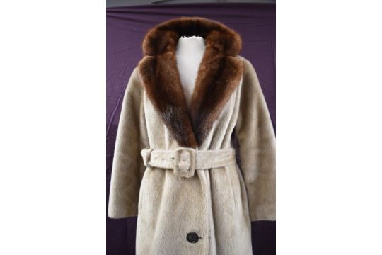 A vintage Astraka of London faux fur camel coloured coat with belted waist and mink collar. - Image 4 of 8