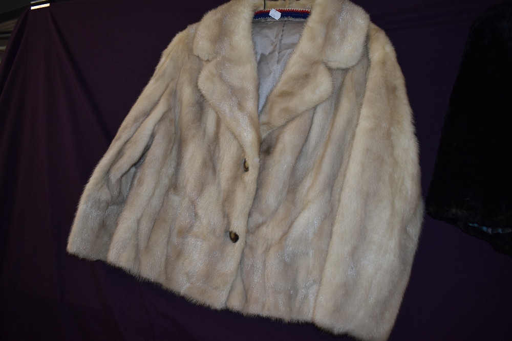 A vintage black moleskin cape and a blonde mink jacket. - Image 5 of 8