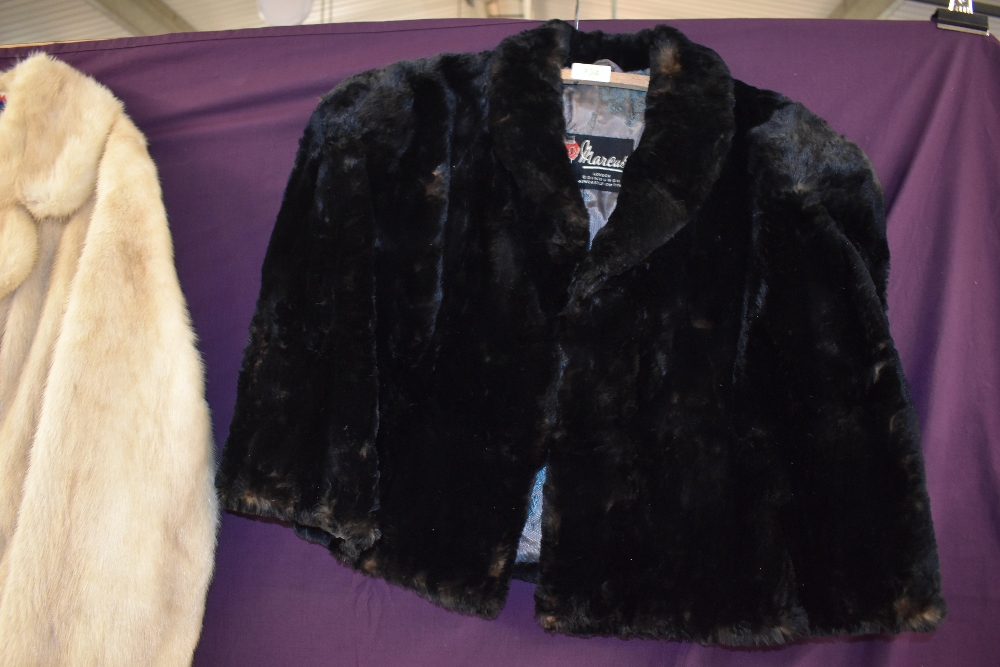 A vintage black moleskin cape and a blonde mink jacket. - Image 3 of 8