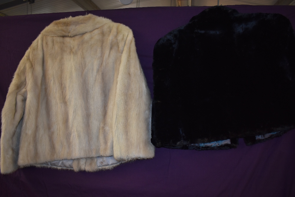 A vintage black moleskin cape and a blonde mink jacket. - Image 7 of 8