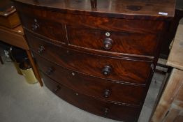 A 19th Century bow fronted chest of two over three drawers, width approx. 110cm