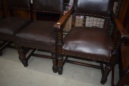 A set of six (four plus two) late 19th or early 20th Century dining chairs, of substantial heavy