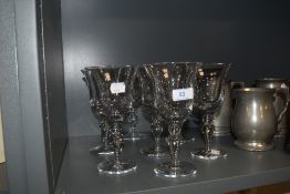 A set of seven clear cut crystal water glasses by Cumbria crystal in the Ambleside design