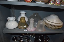 A selection of various light shades including art deco designs and mid century